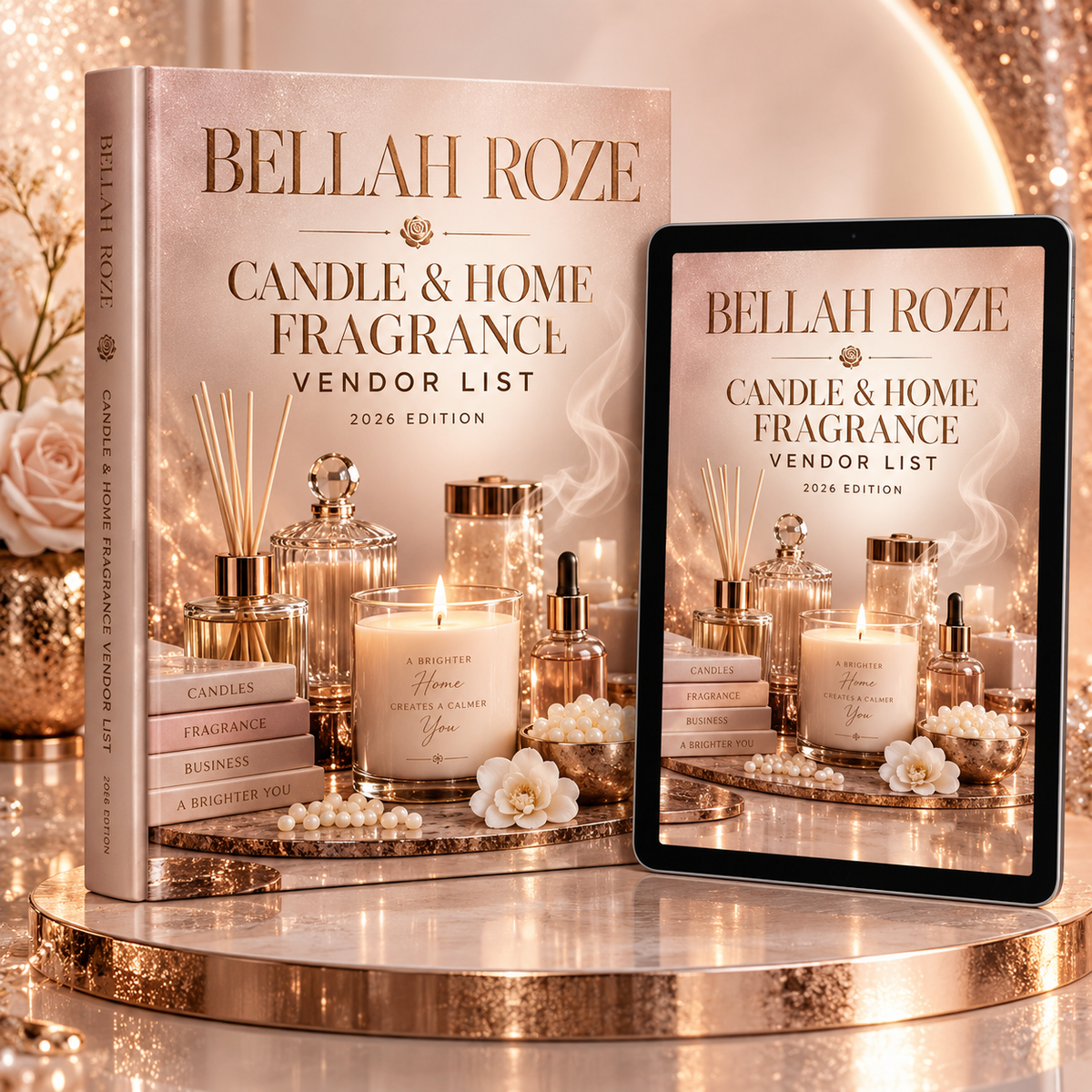 Candle & Home Fragrance Supplies Vendor List — Bellah Roze luxury rose-gold digital guide mockup