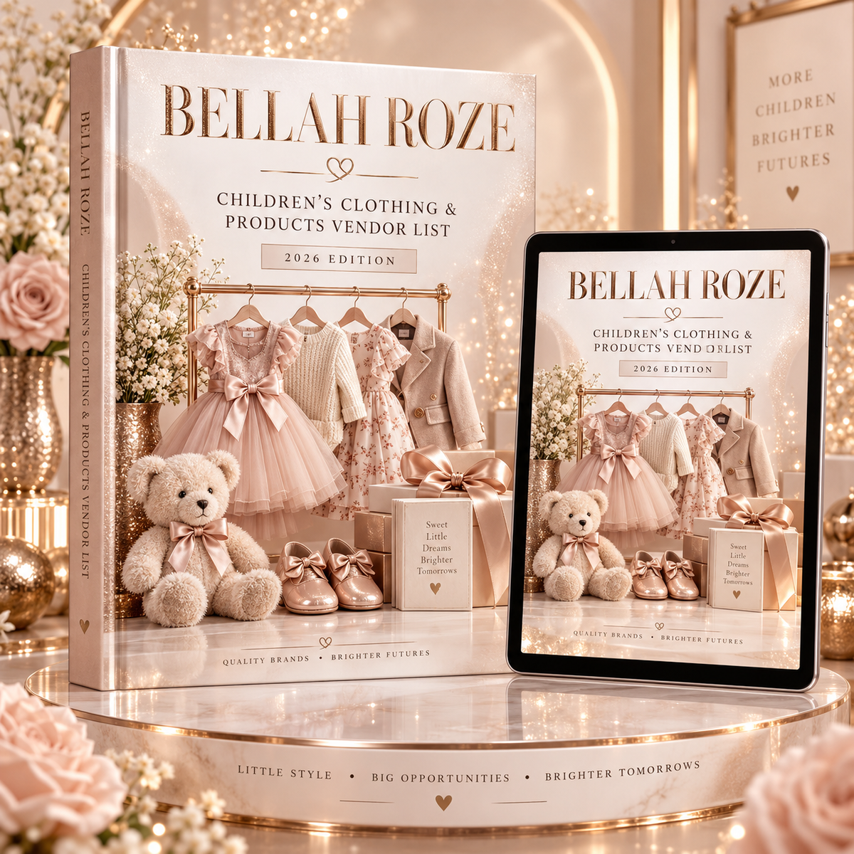 Children’s Clothing & Products Vendor List — Bellah Roze luxury rose-gold digital guide mockup