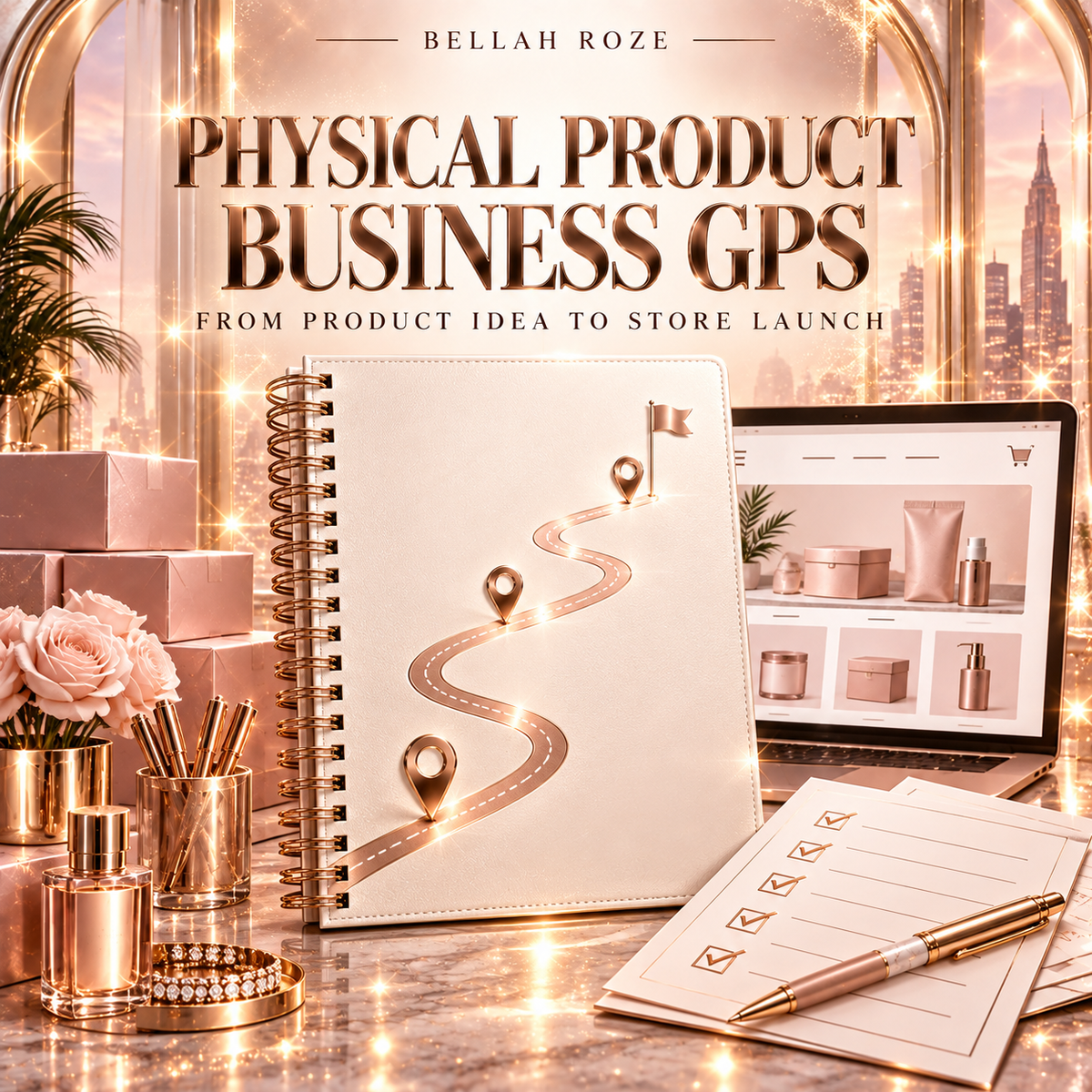 Physical Product Business GPS — 2026 Edition — Bellah Roze rose-gold digital guide cover